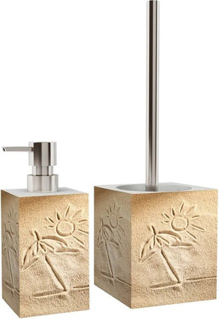 Sanilo Badezimmer Set Sunshine mit Seifenspender und WC Bürste aus Stein und Edelstahl in Beige und Sand, Höhe: 170 cm, Breite: 70 cm