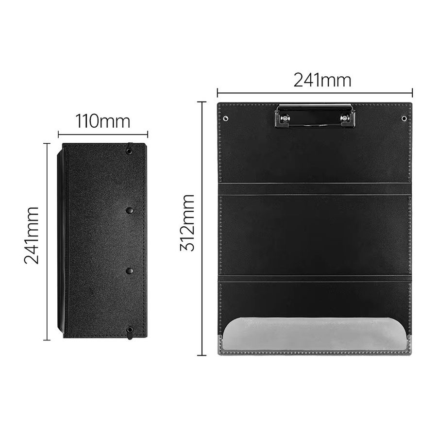 Tragbare Schreibtafel mit 3 Schichten und Zwischenablage, faltbarer Handordner aus Kunststoff, Schwarz - Bild 4