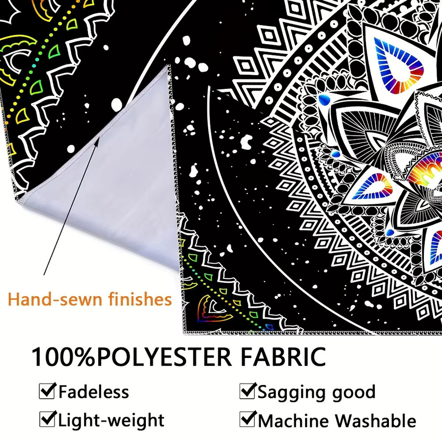 VIKAMA Boho Mandala Wandteppich in Multicolour mit geometrischem Design, Breite: 60 cm, Höhe: 60 cm - Bild 4