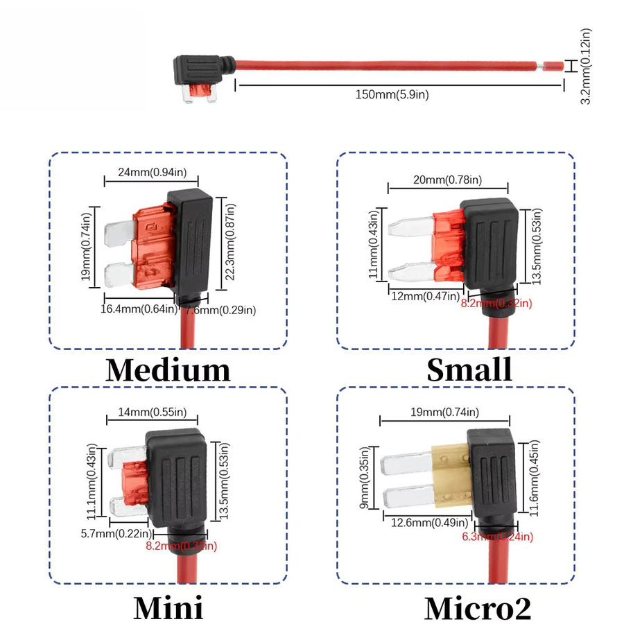 Add-a-circuit Sicherungshalter TAP-Adapter für Auto-Sicherungen in den Typen Micro, Standard, ATM, APM, Mini und Medium (5A bis 20A) - Bild 2