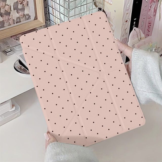 TUNEDEE iPad Hülle mit Rosa Polka Dots für iPad Air, iPad Pro und iPad Mini - Bild 1