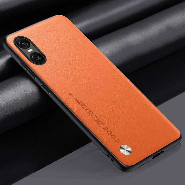 Luxus Hybrid Handyhülle aus PU Leder und TPU für Sony Xperia 1 VI, 1 V, 1 IV oder 10 VI in Orange - Bild 1