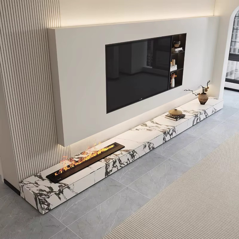 DUTRIEUX TV-Tisch in Weiß mit Stone-Design und Schubladen, minimalistischer TV-Ständer für dein Wohnzimmer, B/T/H: 76,70 x 25,00 x 35,00 cm - Bild 2
