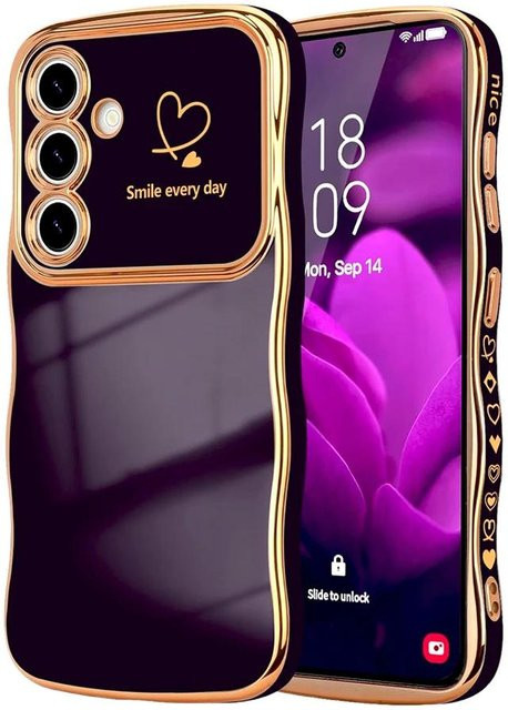 Weiche Handyhülle in Wellen-Herzform für Samsung Galaxy S25 S24 S23 S22 Ultra Plus S24FE A16 A56 A36 A55 A54 A15 A25 A26 A35 5G in Dunkelviolett - Bild 1