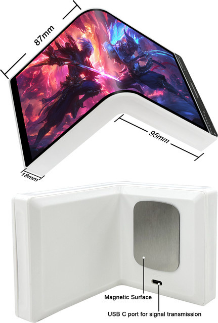 Wisecoco 6,5 Zoll 3D Gebogener AMOLED-Display Tragbarer Monitor mit 2K QHD Auflösung in Weiß - Bild 1