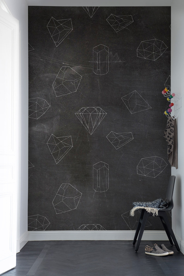 Rebel Walls Mural Chalkboard Wandtattoo mit geometrischem Design in Schwarz und Weiß für eine moderne Wandgestaltung - Bild 1