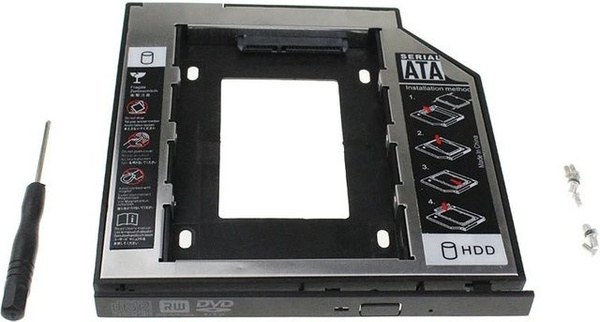 Ninth World SATA 3,0 2nd HDD Caddy 9,5mm für 2,5 Zoll SSD im Laptop mit LED-Anzeige aus Kunststoff und Stahl