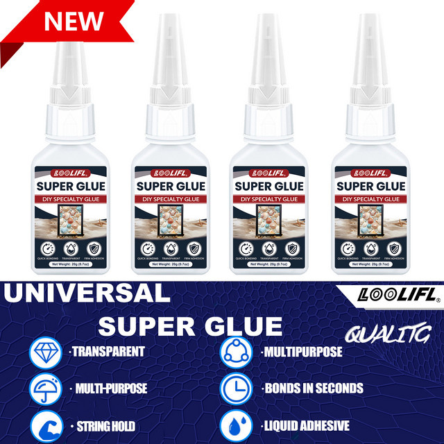 LOOLIFL Mehrzweck-Superkleber Cyanacrylat-Klebstoff transparent 20 g - Bild 1