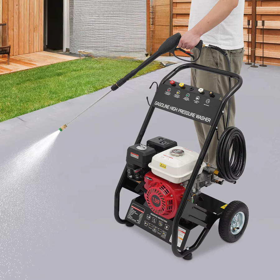 Bymaocar Benzin-Hochdruckreiniger mit 7 PS, 2200 PSI und 2,3 GPM, tragbares Reinigungsgerät inklusive 5 Sprühdüsen und 8 m Hochdruckschlauch - Bild 2