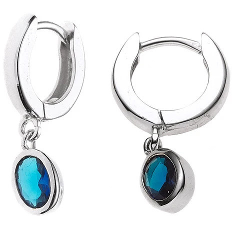 Colfem Creolen 925 Silber, Zirkonia, blau - Bild 1
