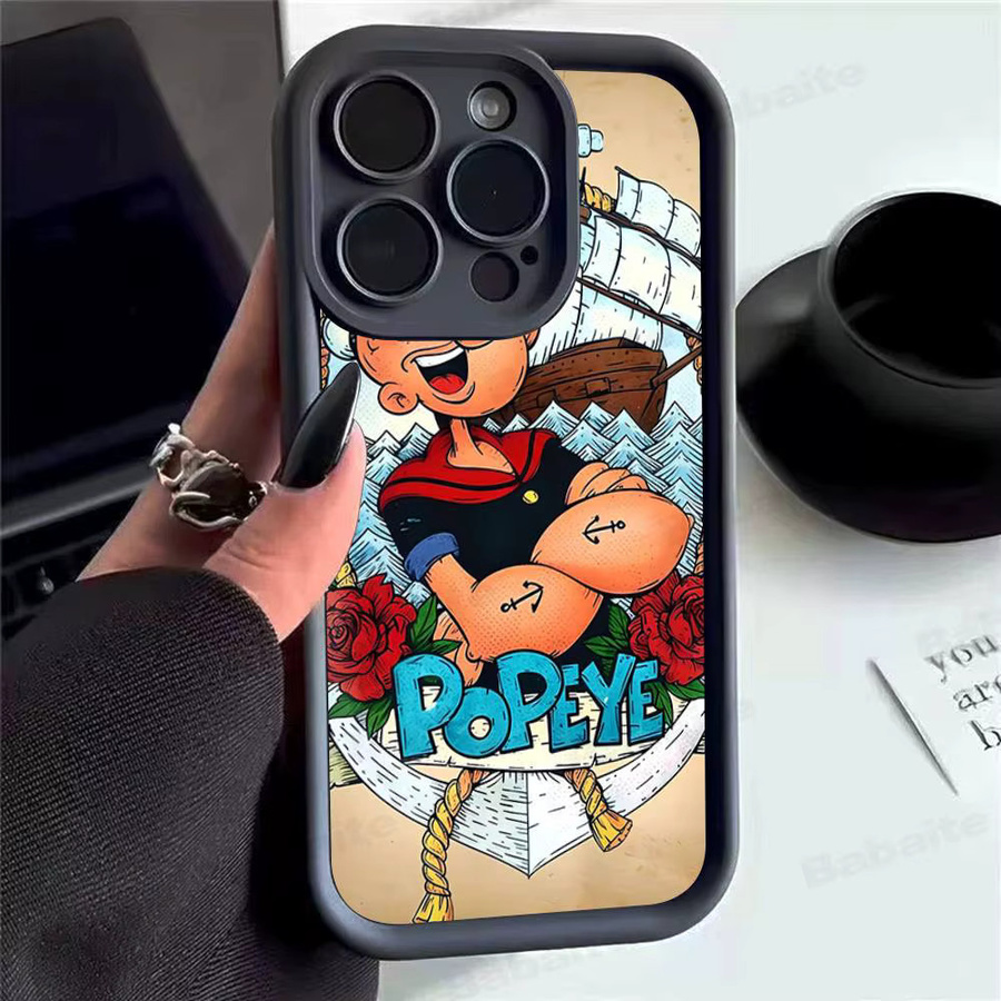 Potdemiel Handyhülle mit Cartoon-Charakter Popeye für iPhone, stoßfeste Silikon-Schutzhülle, mehrfarbig - Bild 5
