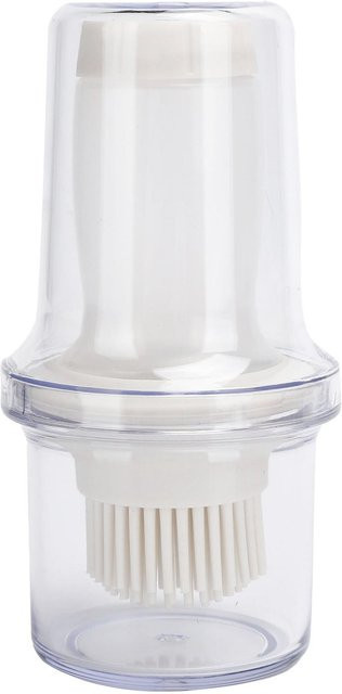 Hitzebeständige Silikon Grillölflasche mit Pinsel und staubdichtem Deckel in Weiß und Transparent - Bild 1