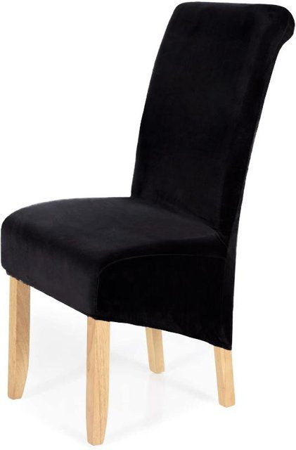 Waschbare Stretch-Samt-Schonbezüge für Esszimmerstühle in Schwarz von RTTIME - Bild 1