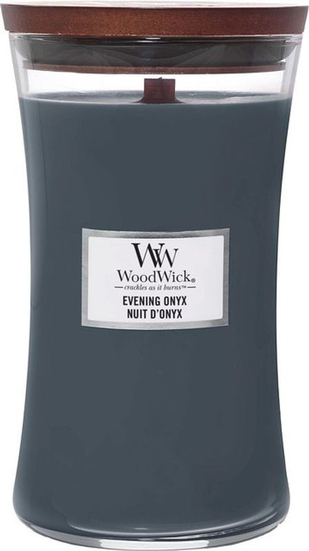 WoodWick Duftkerze Evening Onyx in Grau mit Glas und Holzdocht, 609 g - Bild 1