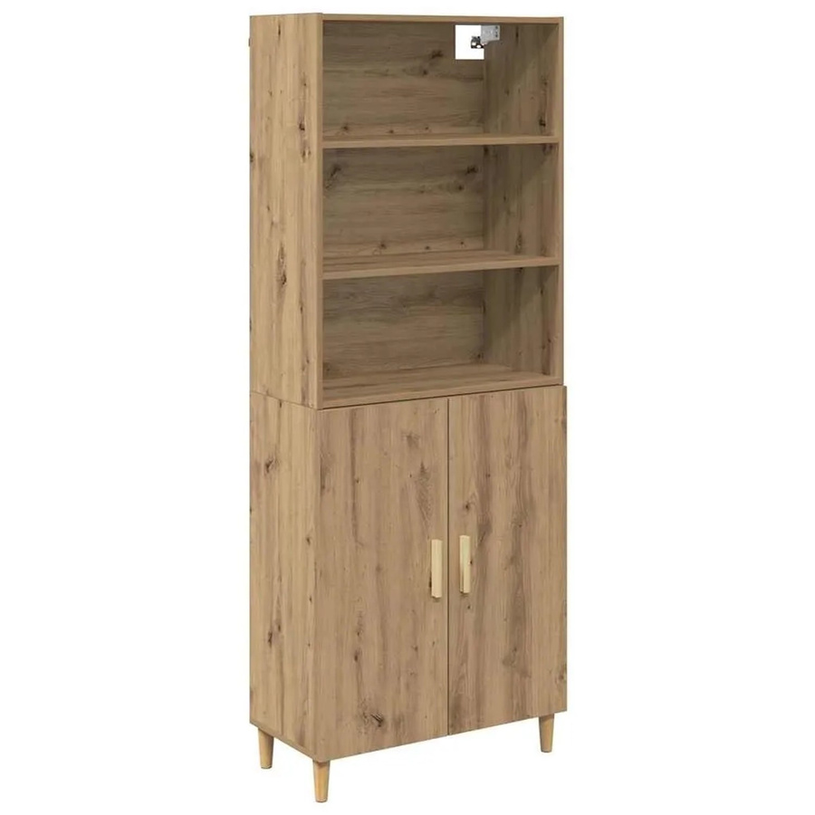 vidaXL Highboard Artisan-Eiche in Braun mit Schranktüren und Regalböden, B/T/H: 69,5 x 32,5 x 180 cm - Bild 2