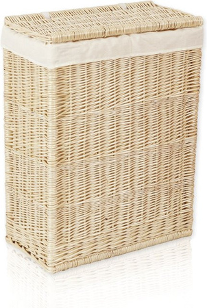 Lycce Nischenwäschekorb aus geflochtener Weide mit Deckel und herausnehmbarem Einsatz, Beige, 60 l
