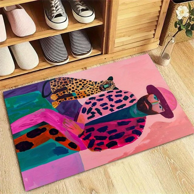 BC-Warm Home Abstrakter Teppich mit Tiger-Leoparden-Figur, bunt, rutschfest und waschbar, B/T: 40 x 60 cm - Bild 1