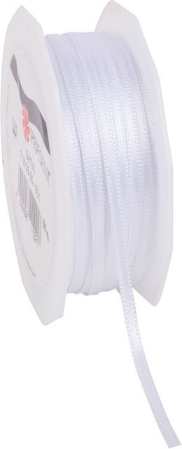 Satinband Uni aus Polyester in Weiß, Breite: 0,3 cm - Bild 1