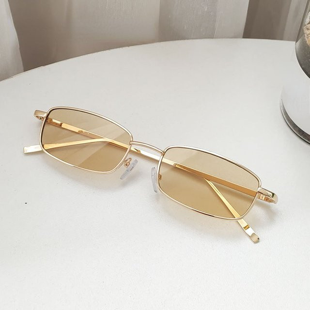 Retro Sonnenbrille, Vollrand, Metall, rechteckig, gold - Bild 1