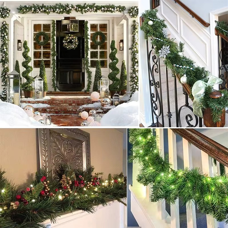 Grüne künstliche Weihnachtsgirlande als dekorativer Kranz aus Kunststoff für deine Weihnachtsdekoration und Party-DIY-Projekte - Bild 4