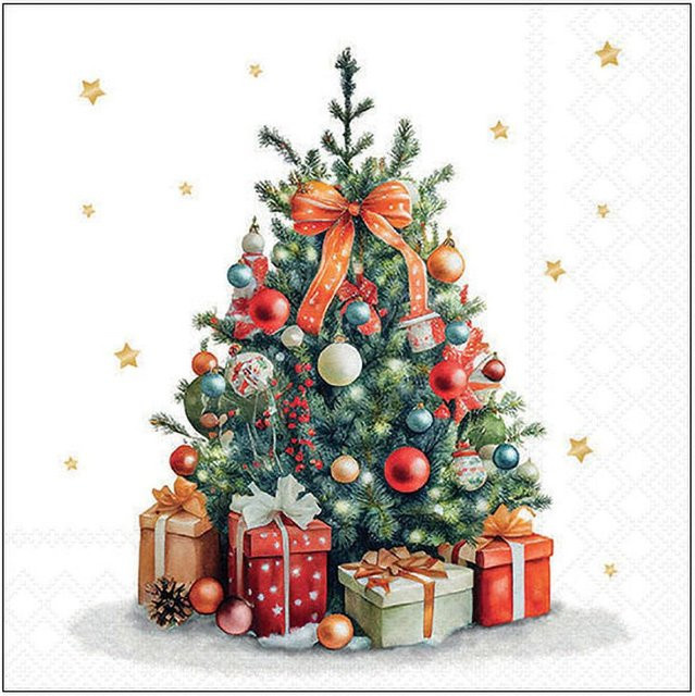 Serviette Christmas Tree aus Papier für dein Weihnachtsambiente, Mehrfarbig - Bild 1
