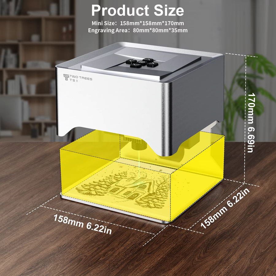 Twotrees TS1 Tragbarer Mini-Lasergravierer CNC-Bluetooth-Maschine zur DIY-Markierung von Holz, Leder und Papier B/T/H: 15,8 x 17,0 x 15,8 cm - Bild 2