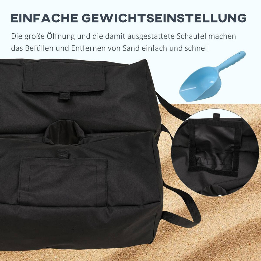 Outsunny Gewichte für Sonnenschirmständer aus Oxfordstoff und PP-Kunststoff, Schwarz, B: 25 cm, T: 50 cm, H: 18 cm - Bild 6