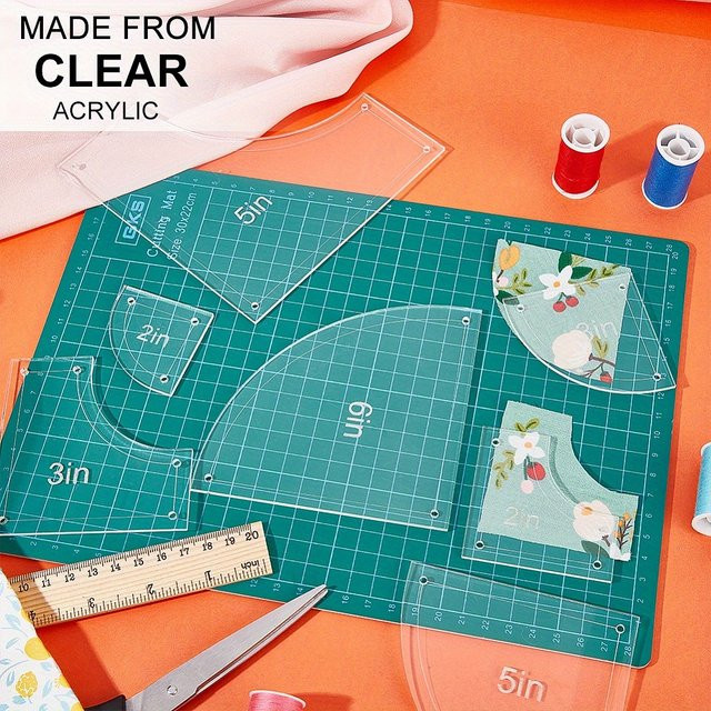 10-teiliges Quilt-Schablonen-Set aus Acryl in Transparent für DIY Kunst und Handwerk mit Größen 2, 3, 4, 5 und 6 Zoll - Bild 1