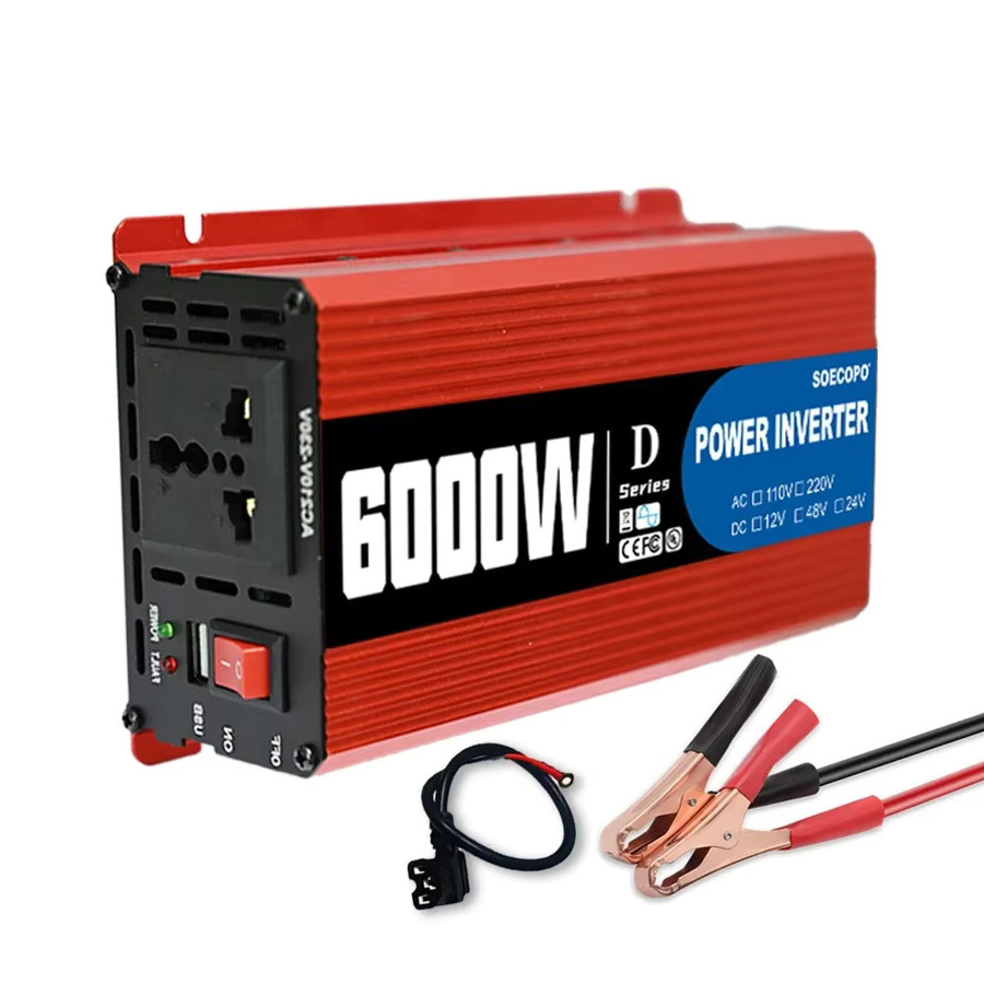 Soecopo Ultra 6000 W Smart Inverter Universal Wechselrichter in Rot, 12 V/24 V/48 V Eingang für 110 V/220 V Ausgang, tragbar für Wohnmobile und LKWs - Bild 7