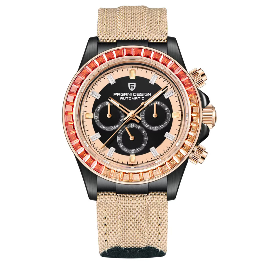 PAGANI DESIGN Armbanduhr, Automatik, Leder, Herren, Schwarz - Bild 5