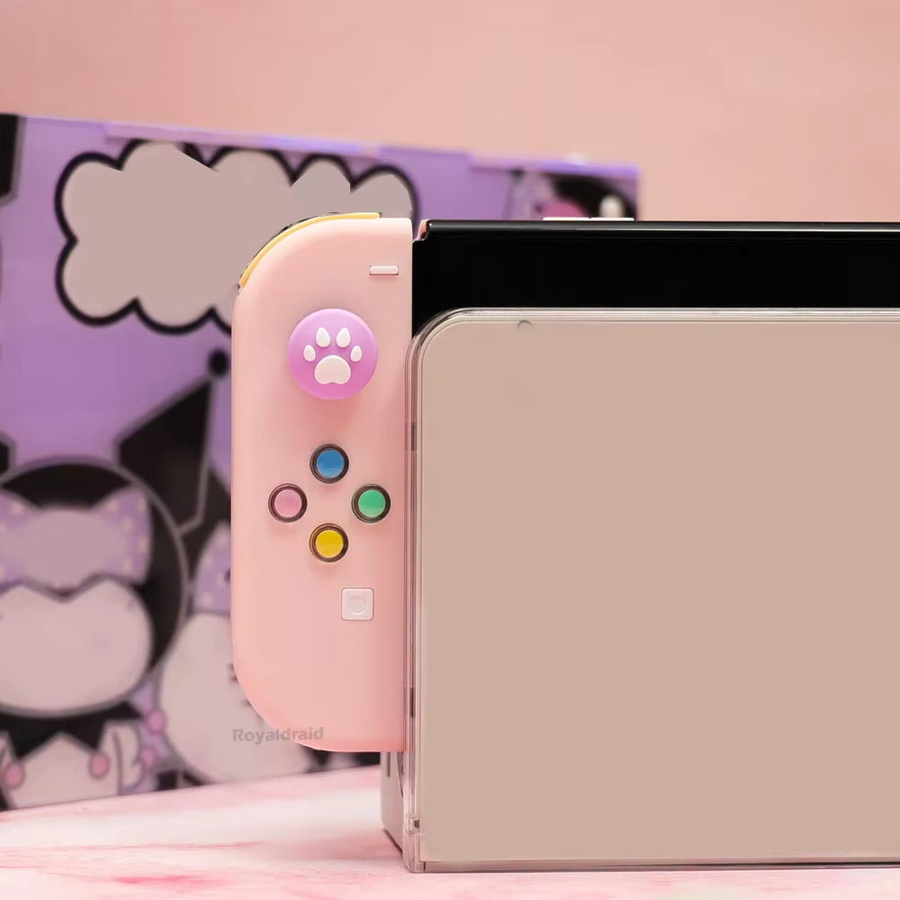 HeroAngel Ersatzknopf-Set für Nintendo Switch OLED Joycons mit ABXY-Richtungstasten und Analog-Stick-Kappen in Transparent und Multicolour - Bild 2