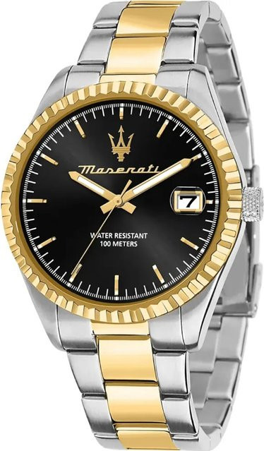 Maserati Armbanduhr Competizione, Quarz, Edelstahl, Schwarz, Bicolor, 43 mm, Herren - Bild 1