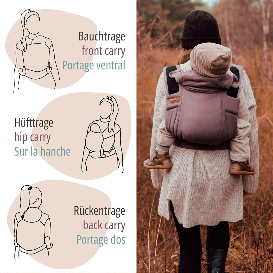 Hoppediz Babytrage Bondolino b.pure Hybrid-Trage aus Baumwolle in Grün - Bild 1