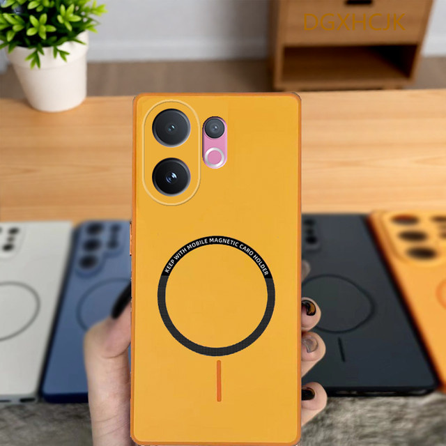 Stoßfeste magnetische Hartsilikon-Handyhülle für Vivo V60, Vivo V60e und Vivo T4 Pro in Orange - Bild 1