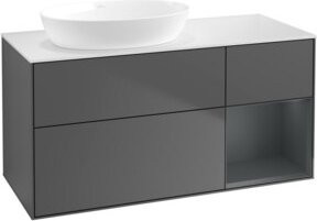 V&B Waschtischunterschrank Finion mit Wandbeleuchtung, Anthrazit lackiert, B/T/H: 120 x 50,1 x 50,1 cm - Bild 1
