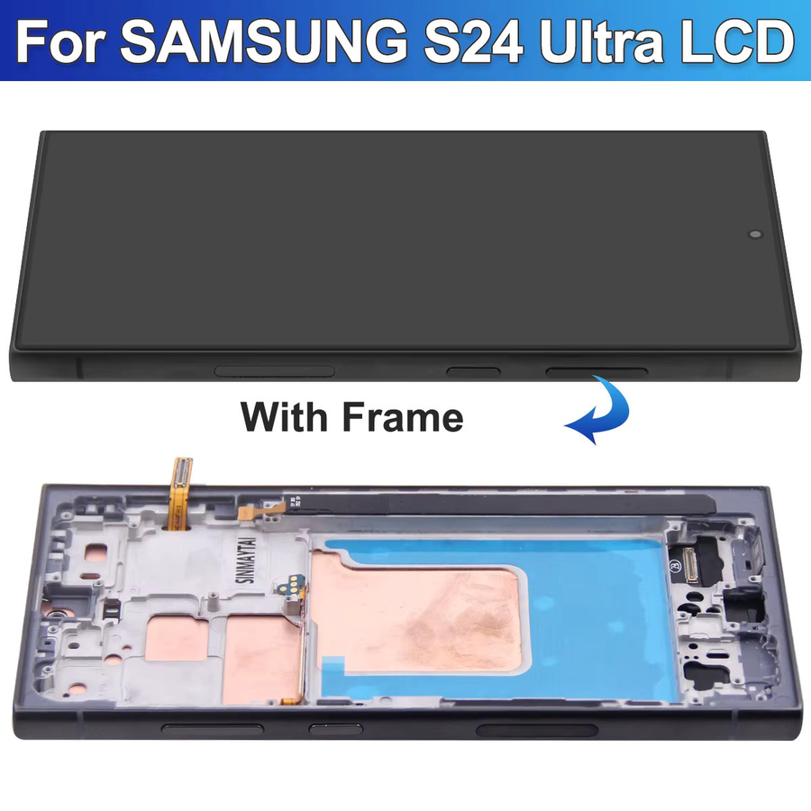 Sinmaytai LCD-Display Bildschirmbaugruppe mit Digitalem Touchscreen und Rahmenersatz für Samsung S24 Ultra, Farbe: Schwarz, Kompatibel mit SM-S928B SM-S928U S928 - Bild 4