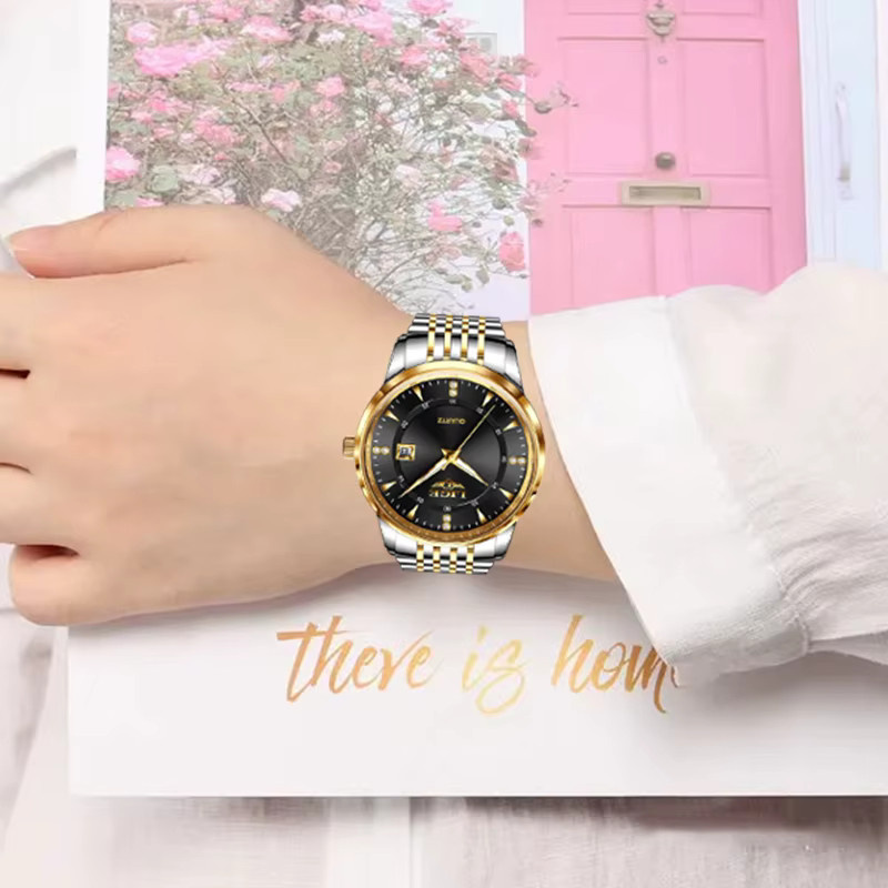 LIGE Armbanduhr, Chronograph, Quarz, Edelstahl, Bicolor, gold blue, Damen - Bild 5
