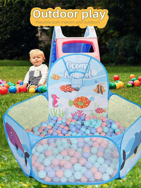 Dantrol Kinder-Bällebad Faltbar mit Basketballkorb, Indoor-Outdoor-Laufgitter - Bild 1