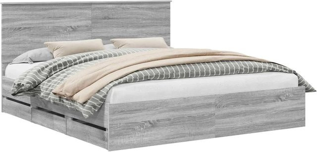 vidaXL Bettrahmen mit Schubladen in Grau Sonoma aus Holzwerkstoff, B/T/H: 180 x 200 x 183 cm - Bild 1
