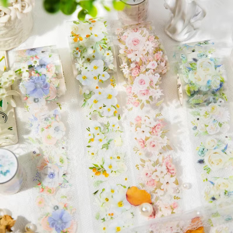 YCDBTH Washi Tape Pfirsich und Mond Motiv Transparent für DIY Scrapbook und Handbuch Dekoration Breite: 50 mm - Bild 1