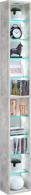 Modernes Wandregal RASITO in Grau mit verstellbaren Regalböden und Glasdetails - Bild 1