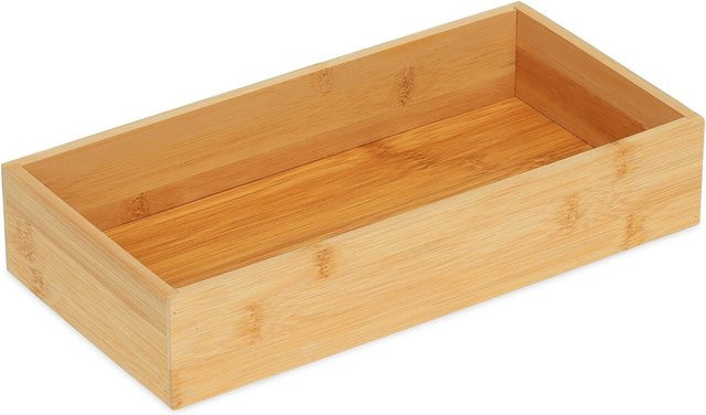 Relaxdays Ordnungsbox aus Bambus in Natur, B: 30 cm, T: 15 cm, H: 6 cm - Bild 1