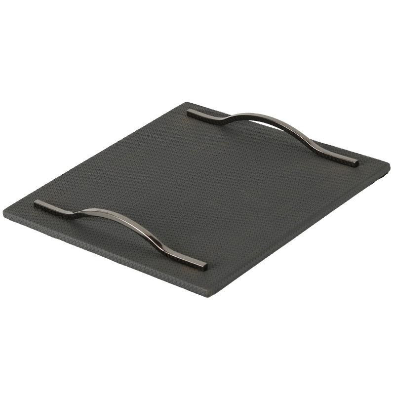 Rechteckiges Tablett aus gewebtem Leder mit dekorativen Ornamenten, B/T: 34,0 x 34,0 cm, Höhe: 3,5 cm - Bild 5