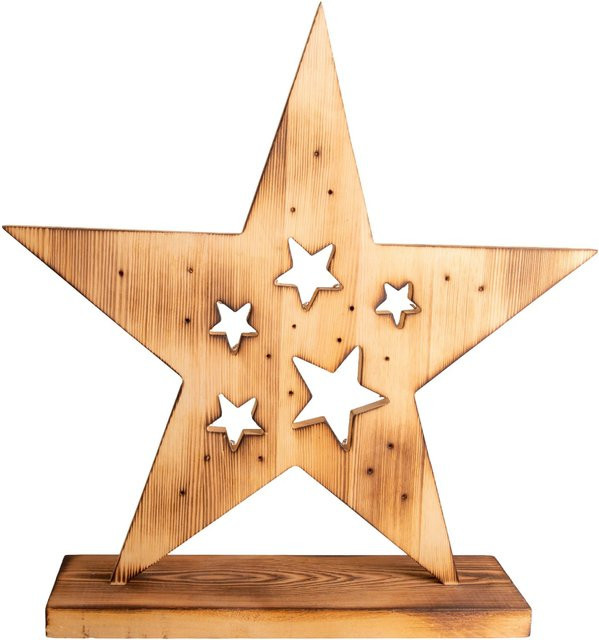 Näve LED-Holzstern für Weihnachten in Braun und Beige, B/H: 1,8 x 49 cm - Bild 1