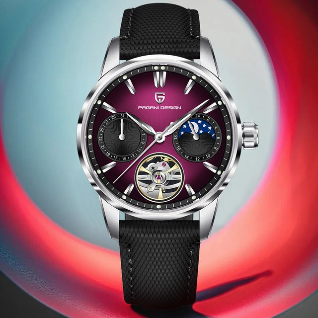 PAGANI DESIGN Armbanduhr, Automatik, Edelstahl, Saphirglas, Leder, Herren - Bild 1
