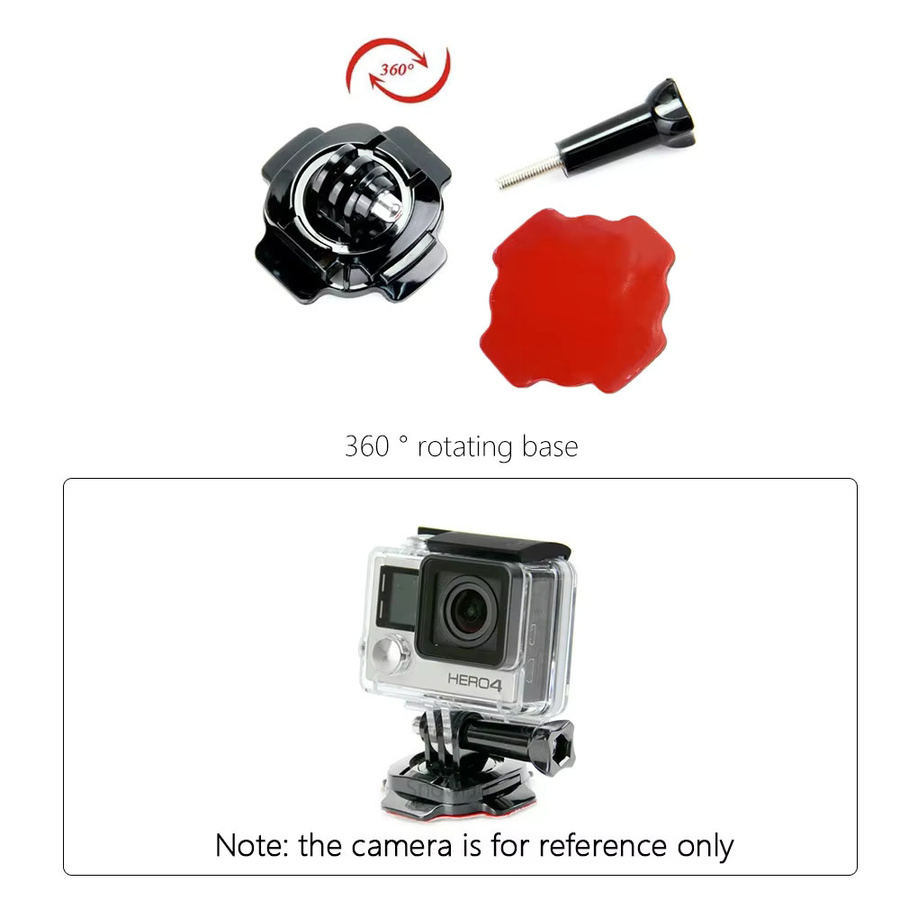 VeFly 360 Grad drehbare Helmhalterung mit 3M-Klebeaufkleber für GoPro Hero und Xiaomi Yi Action-Kameras in Schwarz - Bild 3