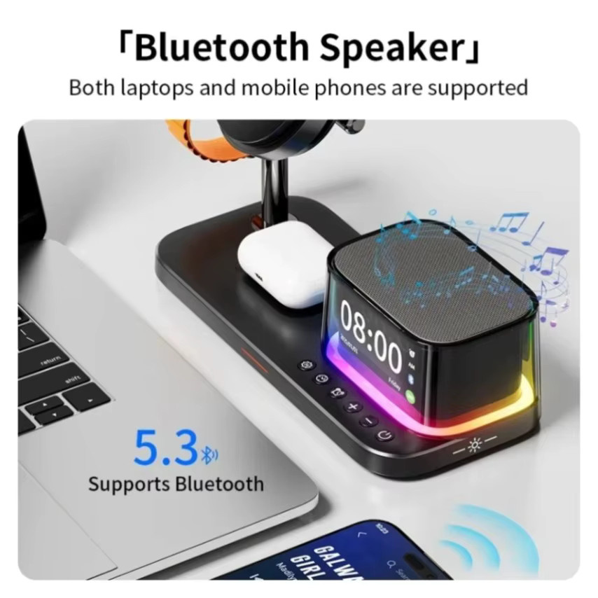 Opansten 25W TEC ICE Magnetisches kabelloses Ladegerät mit Bluetooth-Lautsprecher und Kühlung in Schwarz für iPhone 12-17 Pro Max, Apple Watch und AirPods - Bild 4