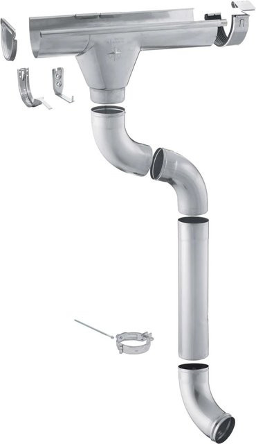 Zambelli Dachrinnen Komplettset für Gartenhäuser aus verzinktem Stahl in Silber, 8-teilig, 2m - Bild 1