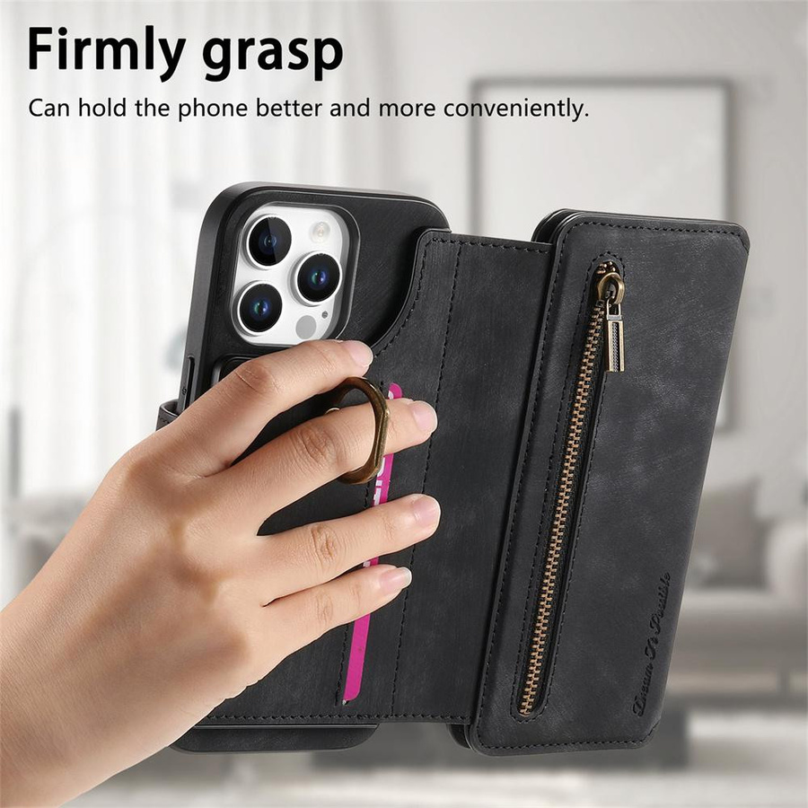 Magnetische Klappbrieftasche aus Leder als Handyhülle für Apple iPhone 15 Pro Max, 14, 13, 12, 11 und Mini mit Kartensteckplatz und Ringhalter - Bild 3