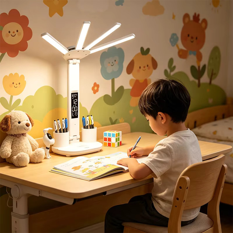 Lyfs LED Tischlampe mit Ventilator und digitaler Uhranzeige, wiederaufladbare Schreibtischlampe in Weiß mit Touch-Bedienung - Bild 2